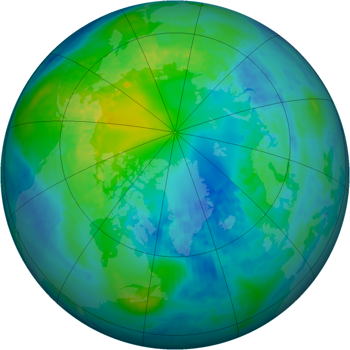 Arctic ozone map for 20 October 2003